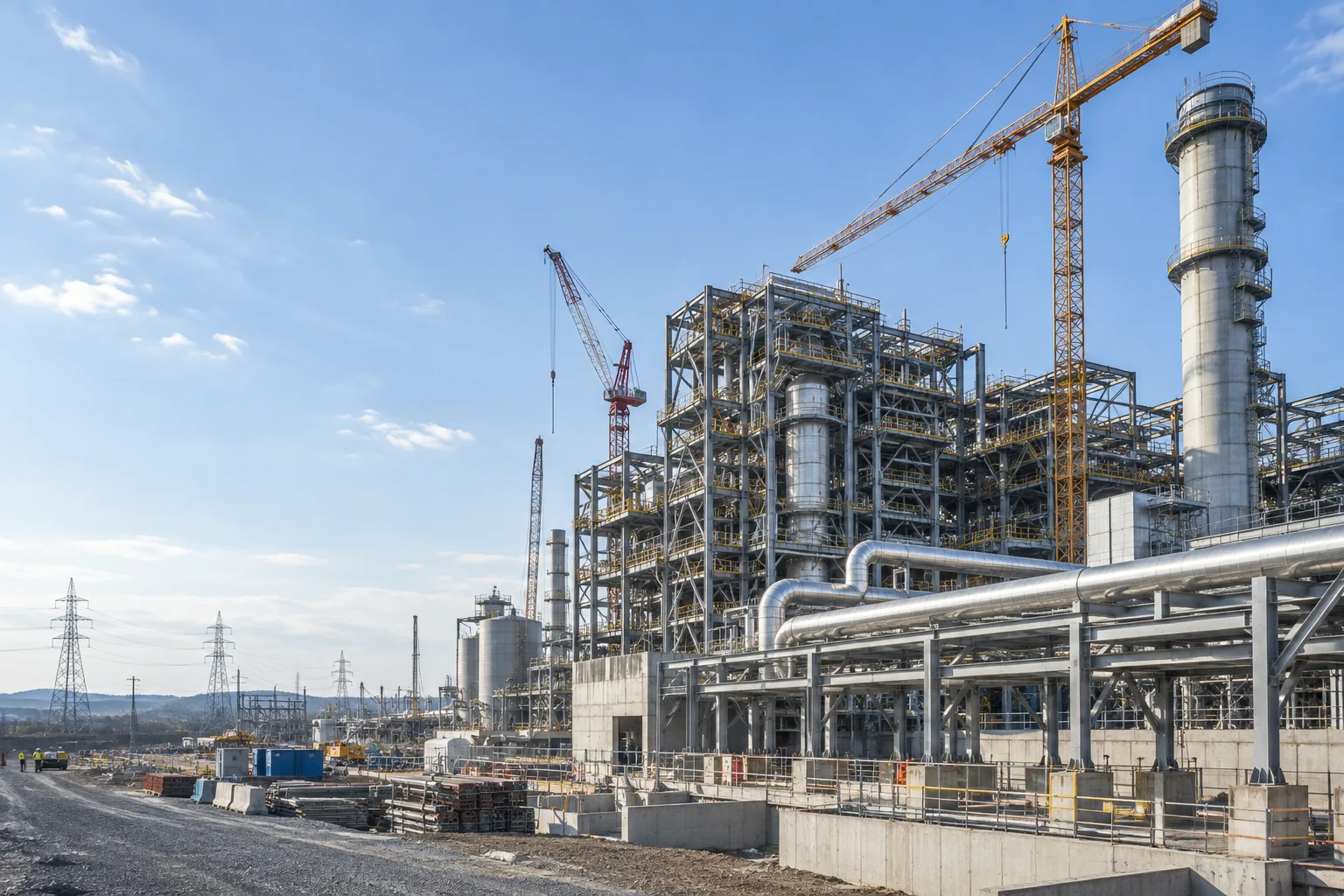 Endüstri ve enerji tesisleri inşaatı, taahhüt — temsili görsel