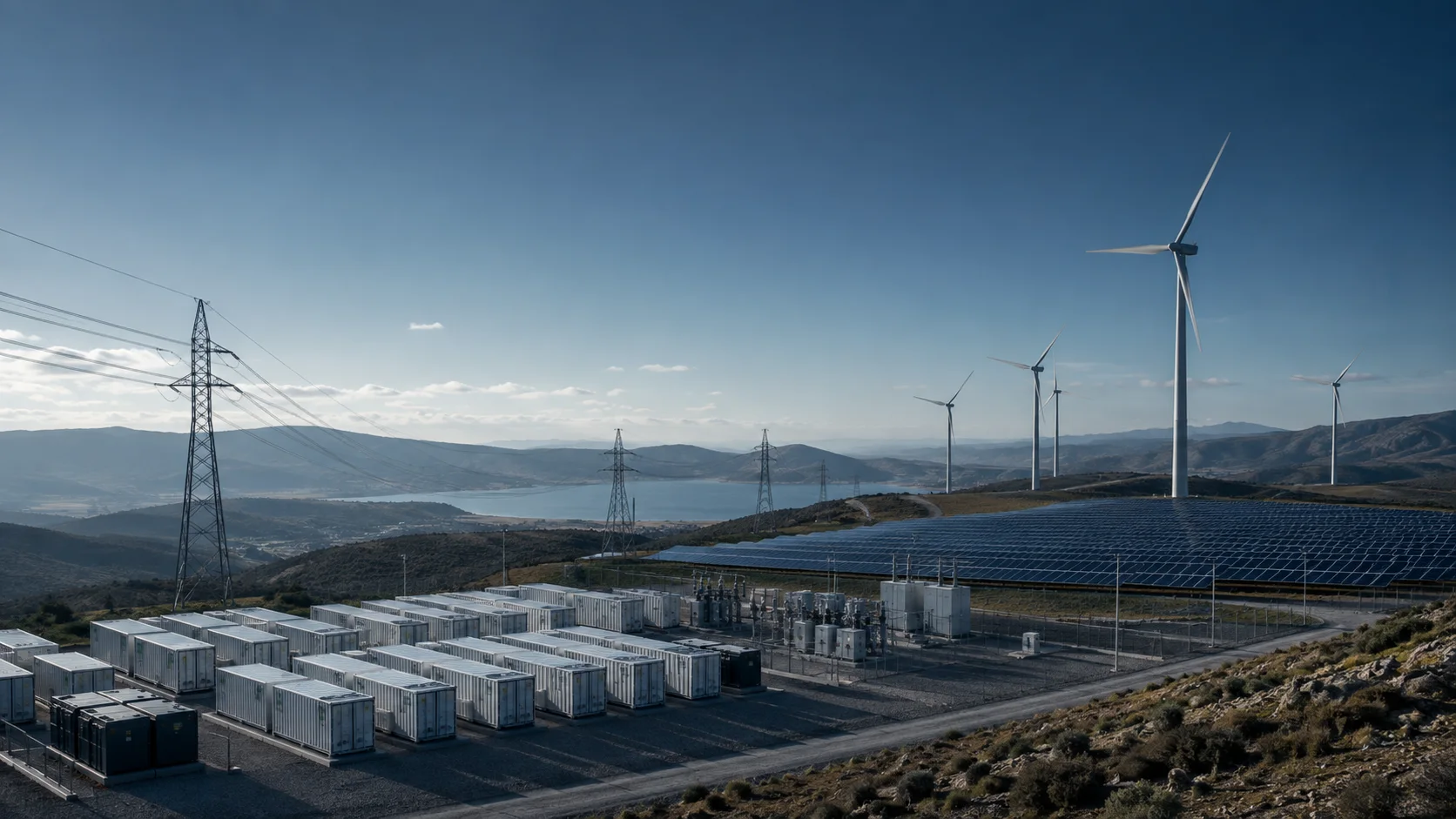 Yenilenebilir enerji, depolama ve şebeke altyapısının bir arada görüldüğü modern enerji sahası
